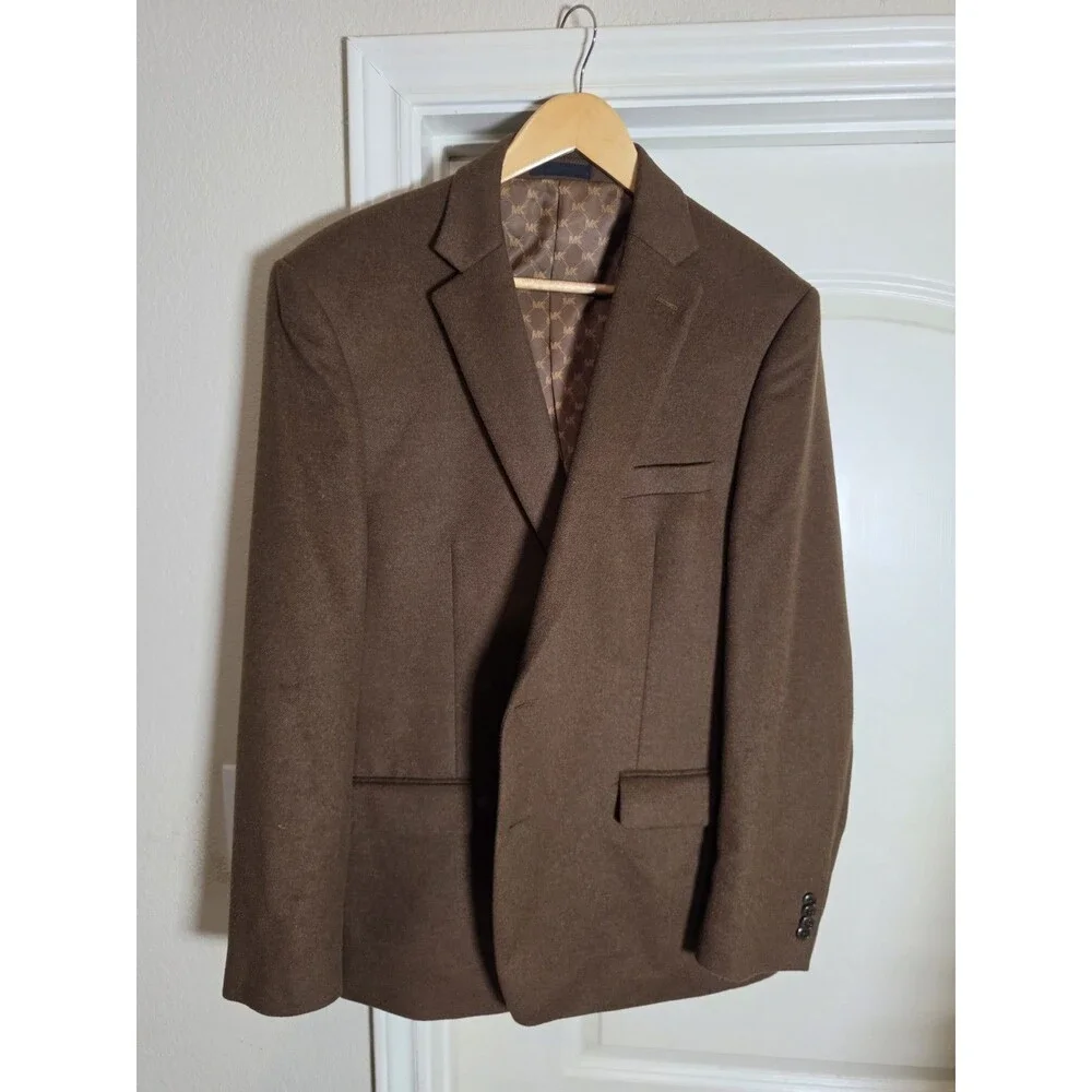 Michael Kors Suit Jacket Brown Classic Fit Wool Blend Blazer Men’s 44R - Picture 1 of 8